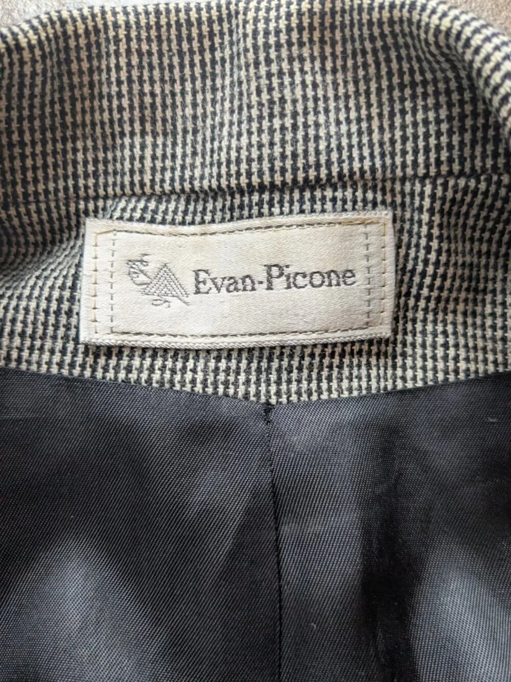 Vintage Evan‑Picone Blazer Jacket SZ 10 USA Union Made 80s 90s Houndstooth ILGWU - Picture 3 of 8